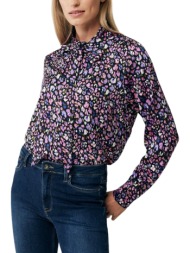 μπλούζα μακρυμάνικη mexx all over animal printed with bowtie neck xc0436036w-dark purple γυναικείο