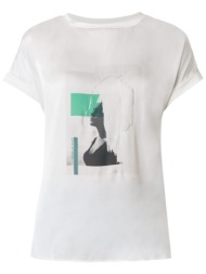 μπλούζα κοντομάνικη mexx cap sleeve with printed woven front tu2164036w-off white γυναικείο