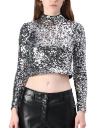 μπλούζα μακρυμάνικη dkny mock neck dj4t1239-sil γυναικείο