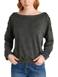 μπλούζα μακρυμάνικη attrattivo με διακοσμητικά κουμπιά 9919490-anthrachite γυναικείο