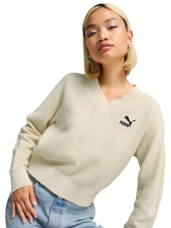 μπλούζα μακρυμάνικη puma t7 knitted v-neck crew 627471-87 σε προσφορά