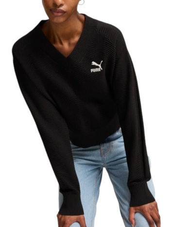 μπλούζα μακρυμάνικη puma t7 knitted v-neck crew 627471-01 σε προσφορά