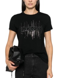 μπλούζα κοντομάνικη dkny logo με στρας p4mhpwna-blk γυναικείο