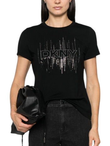 μπλούζα κοντομάνικη dkny logo με στρας p4mhpwna-blk σε προσφορά