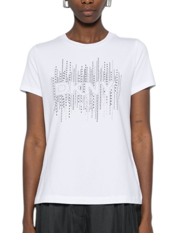 μπλούζα κοντομάνικη dkny logo με στρας p4mhpwna-wht