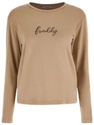 μπλούζα μακρυμάνικη freddy rhinestone logo f3wslt4-m93 γυναικείο