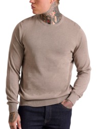 πουλόβερ funky buddha crew neck - the essentials fbm010-001-09-cigar mel ανδρικό
