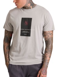μπλούζα κοντομάνικη funky buddha with frame print on the chest fbm010-015-04-grey ανδρικό
