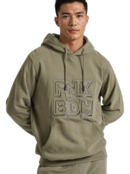 μπλούζα μακρυμάνικη funky buddha hoodie with embossed print on chest fbm010-018-06-cement ανδρικό