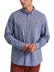 πουκάμισο μακρυμάνικο funky buddha embroidered logo - the essentials fbm010-001-05-indigo mel ανδρικ