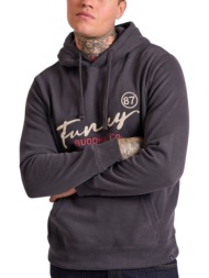 μπλούζα μακρυμάνικη funky buddha relaxed fit with embroidery on the chest fbm010-013-06-anthracite α