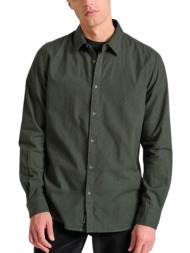 πουκάμισο μακρυμάνικο funky buddha yarn dyed micro-checked pattern fbm010-048-05-dk green ανδρικό