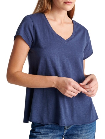 μπλούζα κοντομάνικη attrattivo v-neck με τελείωμα χωρίς