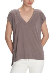 μπλούζα κοντομάνικη ale ασύμμετρη με v 8920750-light grey γυναικείο