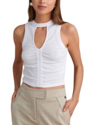 μπλούζα αμάνικη attrattivo cut-out με σούρες 9920648-white γυναικείο