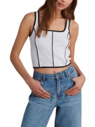 μπλούζα αμάνικη attrattivo cropped με διχρωμία 9920368-white γυναικείο