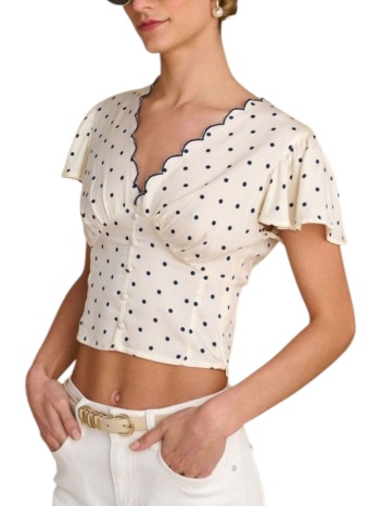 top attrattivo κροπ τοπ με πουά και βολάν 9920531-off white σε προσφορά