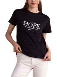 μπλούζα κοντομάνικη attrattivo με lettering και διακοσμητικά 9920877-black γυναικείο