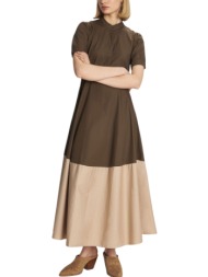 φόρεμα ale μακρύ ποπλίνα δίτονο 8921178-khaki γυναικείο