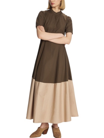 φόρεμα ale μακρύ ποπλίνα δίτονο 8921178-khaki γυναικείο σε προσφορά