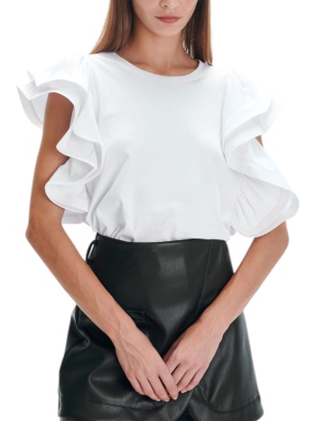 μπλούζα κοντομάνικη ale με βολάν στα μανίκια 8920112-white σε προσφορά