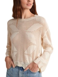 μπλούζα μακρυμάνικη attrattivo με διάτρητη πλέξη 9p22466-off white γυναικείο