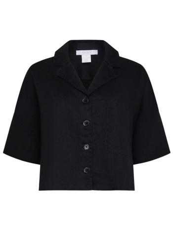 μπλούζα κοντομάνικη dkny notch collar linen p3kacrx8-blk σε προσφορά