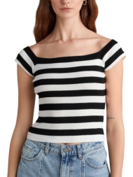 μπλούζα αμάνικη attrattivo πλεκτή μαρινιέρα αμάνικη 9p22488-black γυναικείο