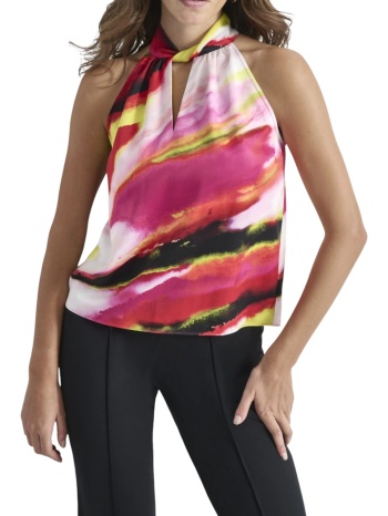 μπλούζα αμάνικη dkny twisted-neck marbled-print σε προσφορά