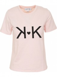 μπλούζα κοντομάνικη kendall + kylie longfit oversized heart kkw3711627-soft pink