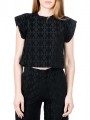 μπλούζα αμάνικη kendall + kylie velour combo kkw3711649-black