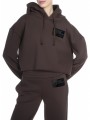 μπλούζα μακρυμάνικη kendall + kylie patch cropped loose hoody kkw3711639-dark owk