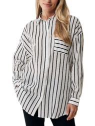 πουκάμισο μακρυμάνικο mexx striped blouse with chest pocket mf006102541w-off white γυναικείο