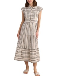φόρεμα attrattivo midi ριγέ 9920319-off white γυναικείο