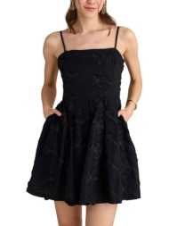 φόρεμα attrattivo κοντό με ανάγλυφα λουλούδια 9920498-black γυναικείο