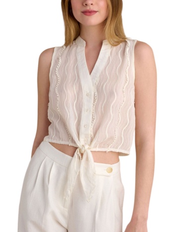 πουκάμισο κοντομάνικο attrattivo με δέσιμο 9920424-vanilla σε προσφορά