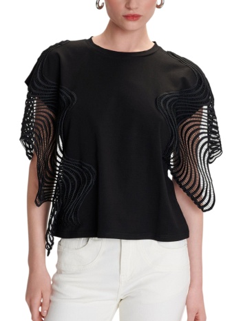 μπλούζα κοντομάνικη ale με ημιδιαφανές πλέγμα 8920982-black σε προσφορά