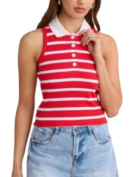 μπλούζα αμάνικη attrattivo μαρινιέρα με γιακά 9921032-red γυναικείο