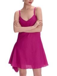 φόρεμα ale μίνι λινό 8921055-raspberry γυναικείο