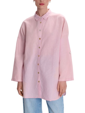 πουκάμισο μακρυμάνικο ale λινό μακρύ 8921056-soft pink σε προσφορά