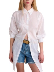 πουκάμισο μακρυμάνικο attrattivo με κεντητά λουλούδια 9921140-white γυναικείο