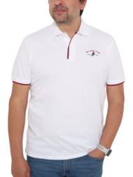 μπλούζα polo usa polo club sleeve polo-shirt 1004-white ανδρικό