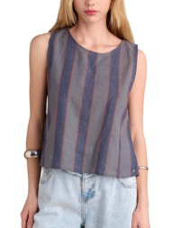 top attrattivo λινό με άνοιγμα στην πλάτη 9920871-blue γυναικείο