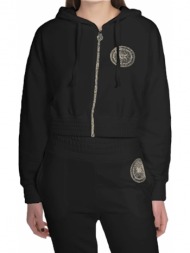 μπλούζα μακρυμάνικη kendall + kylie art patched zipper hoody kkw3711605-black
