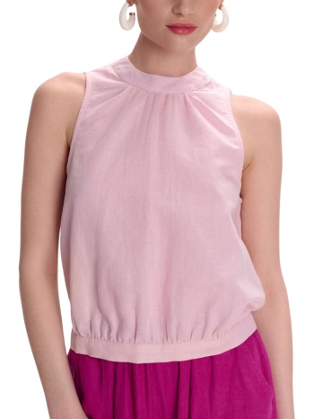 top ale λινό με άνοιγμα 8921057-soft pink γυναικείο σε προσφορά