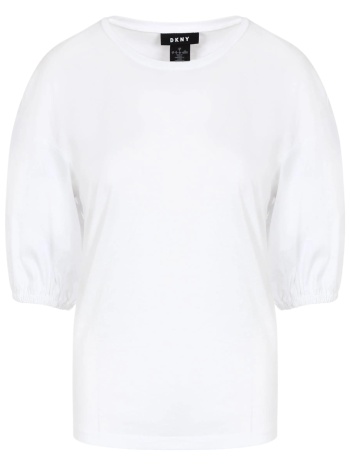 μπλούζα κοντομάνικη dkny μονόχρωμη p9jhpdqs-wht γυναικείο σε προσφορά