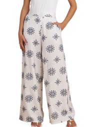 παντελόνι υφασμάτινο attrattivo εμπριμέ 9922088-white γυναικείο