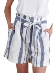 σορτς attrattivo ριγέ με ζώνη 9921148-white γυναικείο
