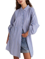 πουκάμισο μακρυμάνικο attrattivo μακρύ ριγέ 9921230-blue γυναικείο