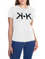 μπλούζα κοντομάνικη kendall + kylie classic heart kkw3711608-off-white